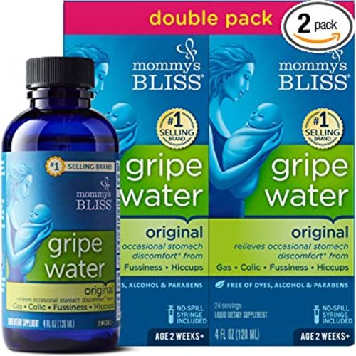 Mommy's Bliss Original Gripe Water, Infant Gas and Colic Relief, Gentle & Safe, 2 Weeks+, 4 Fl Oz (Pack of 2) - Gripe Water Original