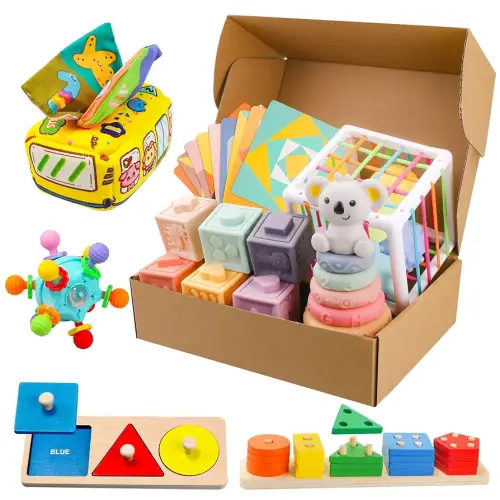 8-in-1 Montessori Toys for 6+ Month Old Babies - Learning Sensory Educational Developmental & Teething Wooden Toys for Infants, Baby Gifts Set for Birthday/Christmas/Easter