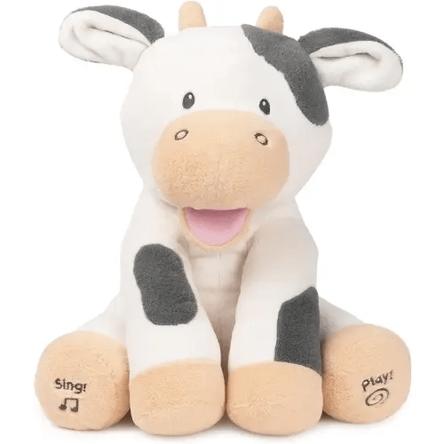 Baby GUND Buttermilk the Cow Animated Plush, Singing Stuffed Animal Sensory Toy, Sings Old MacDonald and Teaches Animal Sounds, Cream/Grey, 12”
