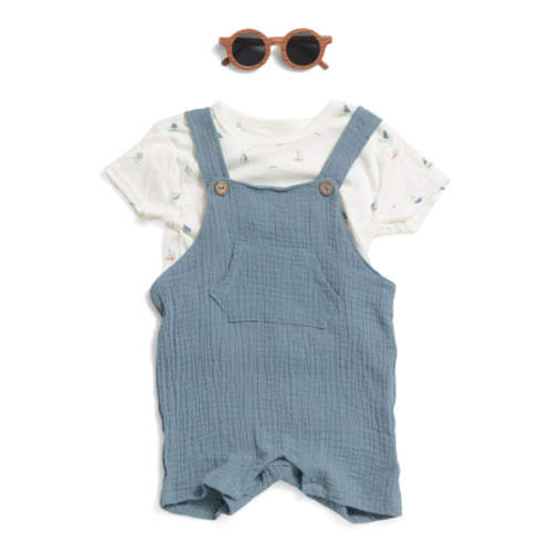 Newborn Boys 3pc Boat Top And Overalls Set With Sunglasses | Baby Boys (0-24m) | Marshalls