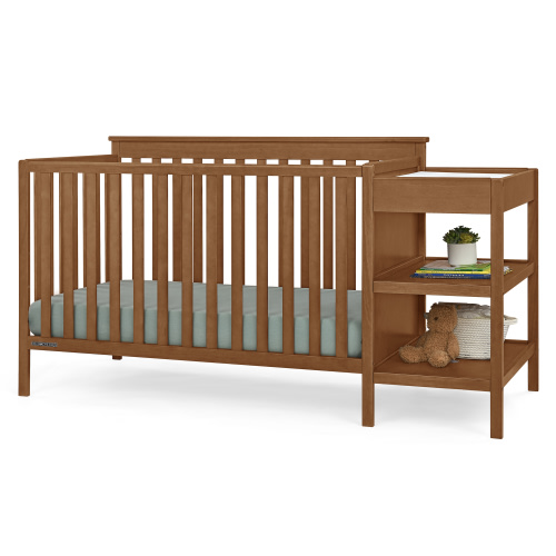 Delta Children Ellie 5-in-1 Convertible Crib and Changer - Greenguard Gold Certified, Chestnut