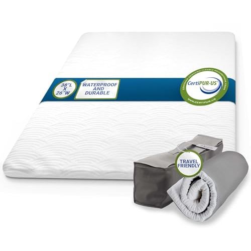 Primica Pack and Play Mattress Pad - Comfort Memory Foam, 38"x26"x1.5" (incl. Cover), Waterproof & Washable Cover - Portable Crib Mattress for Baby & Toddler Play Yards