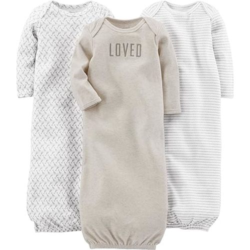 Simple Joys by Carter's Baby 3-Pack Neutral Cotton Sleeper Gown 0-3 Months