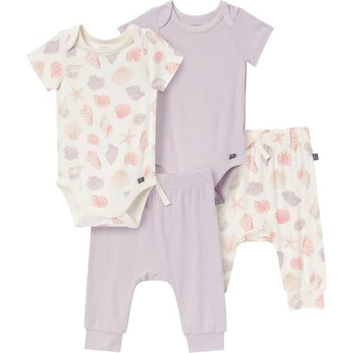 Modern Moments by Gerber Unisex Baby 4-pack Short-sleeve Bodysuit & Pant Set
