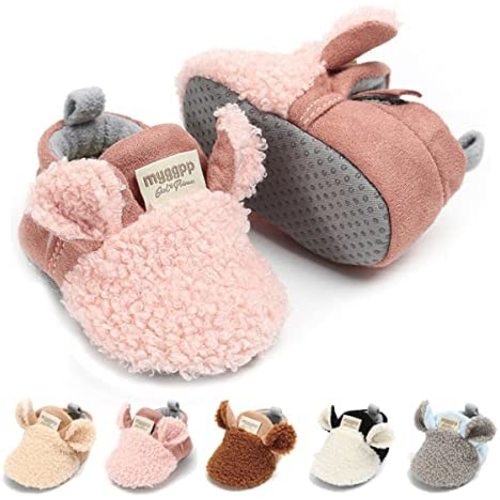 LAFEGEN Baby Booties for Boys Girls with Soft Lining Non Slip Gripper Newborn Infant Slipper Socks Toddler First Walker Crib Shoes 0-18 Months