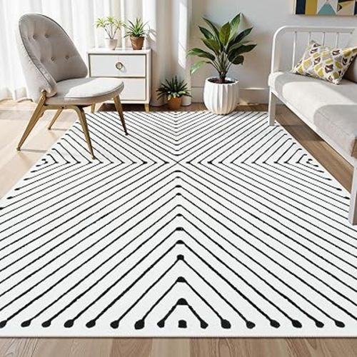 LIVEBOX Washable 5x7 Area Rug, Modern Area Rugs for Living Room, Non-Slip Non-Shedding Large Geometric Rug Indoor Carpet for Bedroom Dining Room Home Office