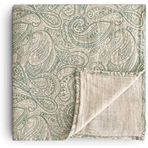 mushie Muslin Baby Swaddle Blanket | 100% Organic Cotton (Green Paisley)