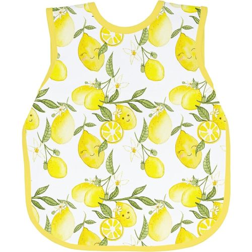 BapronBaby Food Prints Bapron - No Neck Tie Safer Bib - Baby & Toddler - Soft Waterproof - PVC, BPA & Phthalate Free - 6m+ - Baby/Toddler 6m-3T - Fresh Lemon