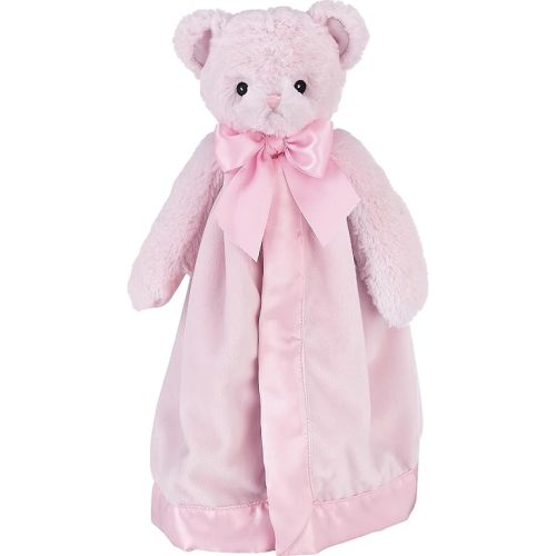Bearington Baby Huggie Bear Snuggler, 15 Inch Pink Teddy Plush Stuffed Animal Security Blanket Lovey for Babies - Teddy Bear Blanket