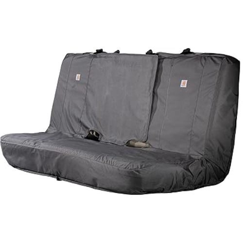 Carhartt Universal Nylon Duck Canvas Automotive Bench Seat Covers, Durable Fitted Full-Size Bench Seat Protection with Rain Defender, Gravel