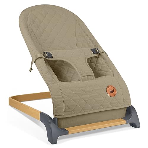 ANGELBLISS Baby Bouncer, Portable Bouncer Seat for Babies, Infants Bouncy Seat with Mesh Fabric, Natural Vibrations (Brown)