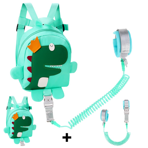 sixwipe Backpack Leash for Toddlers + Anti Lost Wrist Link, Child Backpack Leash, Dinosaur Kids Backpack Harness with Leash for 1-5 Years Old Boys and Girls(Dinosaur)