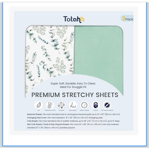 TotAha Green Changing Pad Cover, Ultra Soft Boho Diaper Changing Table Covers for Girls Boys, Botanical Leaf Changing Pad Sheets Neutral, Comfy and Breathable, 5'' Deep Pocket