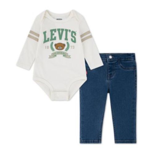 Baby Boys 2-Piece Football Bodysuit T-Shirt and Denim Pants Set