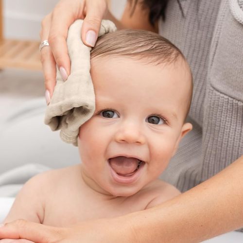Baby Washcloths, Muslin Cotton Baby Towels, Large 10”x10” Wash Cloths Soft on Sensitive Skin, Absorbent for Boys & Girls, Newborn Baby & Toddlers Bibs & Burp Cloths Essentials Set (Sand, Pack of 10) - 10-Pack 10"X10"