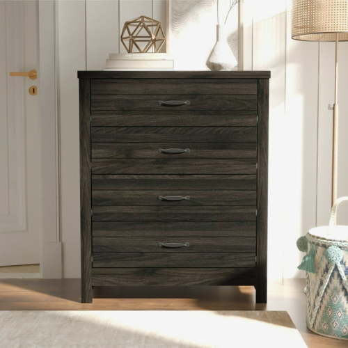 Living Essentials by Hillsdale Lancaster Wood 4 Drawer Dresser, Espresso