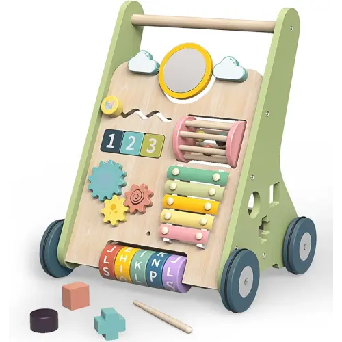 Wooden Baby Walker, Montessori Walker for Babies 6-12 Months, Push Walking Toys for 1 Year Old Learning to Walk