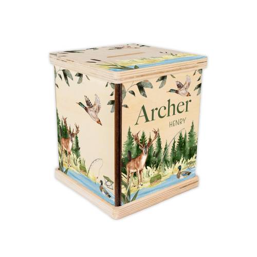 Hunting Piggy Bank, Mallard Duck Nursery, Baby Boy Gift, Personalized Piggy Bank, Toddler Room Gift, Hunting  Coin Bank, Baby Shower W48