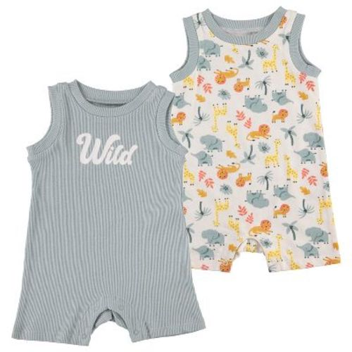 Chick Pea Baby Boy Romper Newborn Essentials Summer Tanktop 2 Pc Set Animal Wild Zoo 6-9m - Wild Zoo