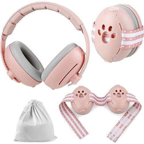 PandaEar Baby Ear Muffs, 2-in-1 Baby Ear Protection Noise Cancelling Headphones Ages 0-3 Years, Infant Hearing Protection