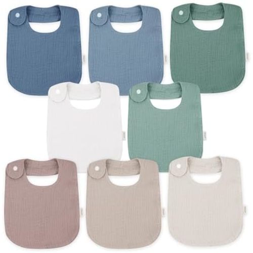 Wimist Muslin Baby Bibs 8 Pack Bandana Baby Bibs for Teething, Toddler Bibs for Unisex, Drooling Baby Bibs for Newborns