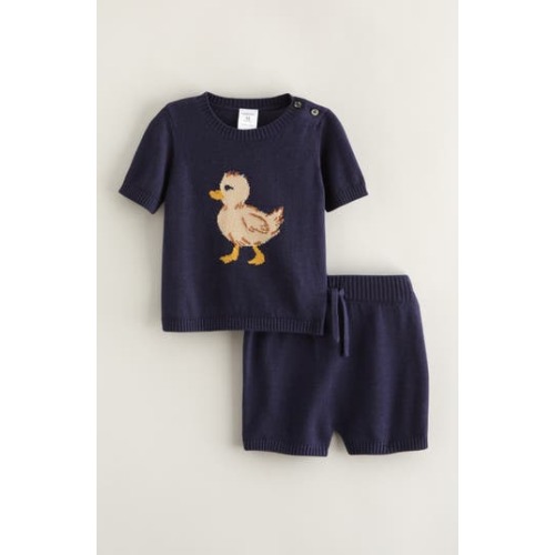 Icon Short Sleeve Cotton Blend Sweater & Shorts Set, 9M