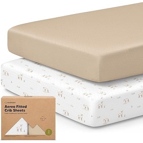 KeaBabies 2-Pack Fitted Crib Sheets for Boys, Girls, Baby - Soft Bamboo Viscose Cotton, 52x28 Standard Crib Mattress Sheets, Toddler Bed Mattress Cover, Gender Neutral, Breathable,Durable (Wild Fawn)