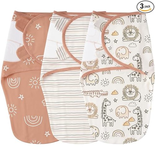 Yoofoss Baby Swaddles for Newborns 100% Cotton, Adjustable Swaddle 0-3 Months 3 Pack Newborn Swaddle Sack, Breathable Soft(Small)