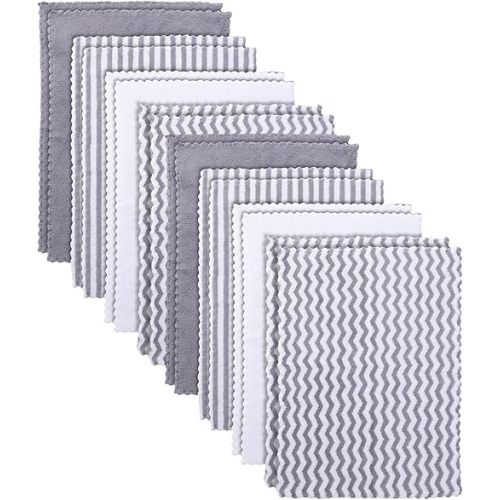 16 Pack Super Soft Baby Burp Cloths, Baby Washcloths, Ultra Absorbent Large Newborn Burping Cloth for Boy and Girl, Milk Spit Up Rags, Unisex for Baby Sensitive Skin, Grey and White, 16 x 12 Inch