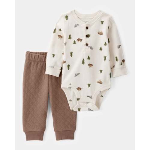 Baby 2-Piece Woodland Print Long-Sleeve Bodysuit & Quilted Pant Set - Carter's | Carter's