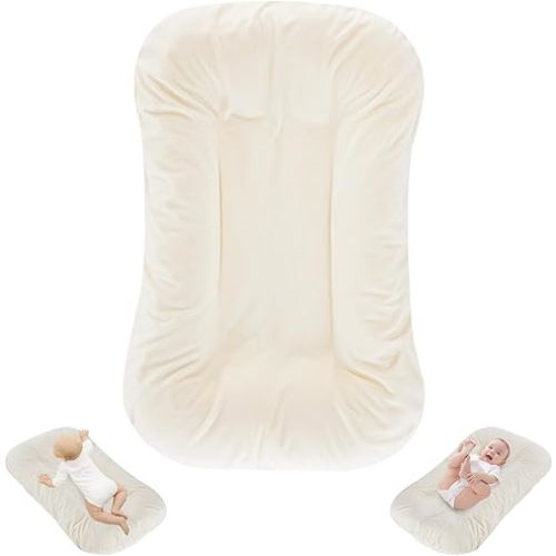 Infant Lounger for Newborn, Baby Lounger for Baby 0-12 Months Sleeping, Portable Breathable Baby Nest Pillows for Home and Travel in Bed - White