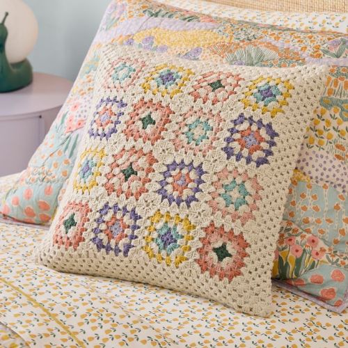 Kids Rainbow Crochet Pillow