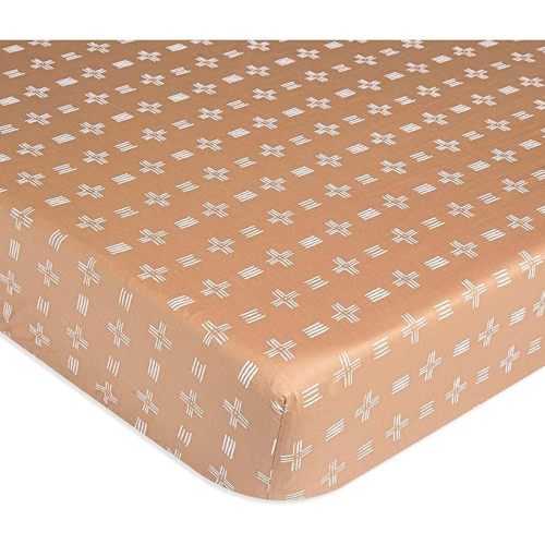 Crane Baby Crib Sheet, Copper Dash Neutral Crib Sheets & Toddler Sheets, 100% Cotton Sateen, 28" x 52", Breathable & Fitted