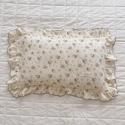 BuLuTu Floral Toddler Pillow Cases Cotton Muslin Cotton Pillowcases for Girls Nursery Pillow, Kids Pillow Cover for Crib Toddler Bed, Envelope Closure,1 Piece, Crapemyrtle Pattern, 20"x12"