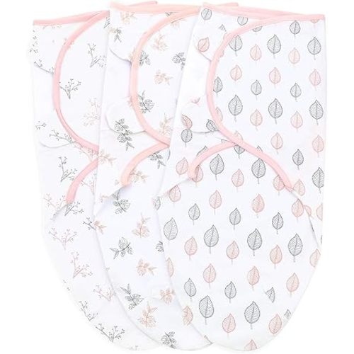 Bublo Baby Swaddles for Newborns - 3 Pack Baby Swaddles for 0-3 Months - Baby Swaddle Sleep Sack - Infant Sleeping Swaddle Sack – Adjustable Swaddle Blanket Wrap Girl (Soft Pink)