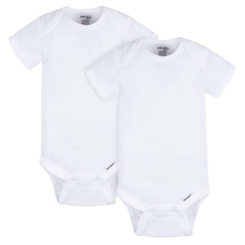 2-Pack Baby Neutral White Short Sleeve Onesies® Bodysuits