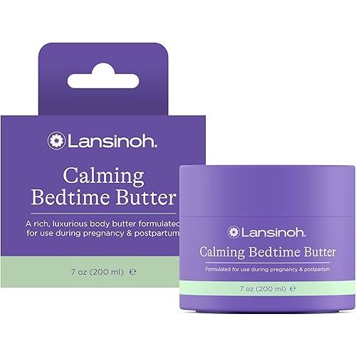 Lansinoh Magnesium Bedtime Butter Body Lotion for Pregnant Moms, Calm Magnesium Lotion for Aching Muscles, Lotion for Women & Soothing Massage Sleep Aid, Promote Relaxation, Help Ease Cramps, 7 oz.