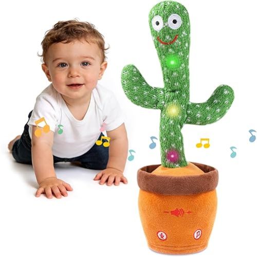 Dancing Talking Giraffe Toy, Stuffed Animal Baby Toy Repeating What You Say, Glowing Musical Giraffe Gifts for Toddlers and Babies, for Kids (Cactus)