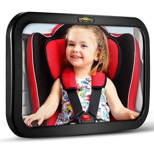 Baby Car Mirror, DARVIQS Seat Safely Monitor Infant Child in Rear Facing Seat, Wide View Shatterproof Adjustable Acrylic 360°for Backseat, Crash Tested and Certified for Safety