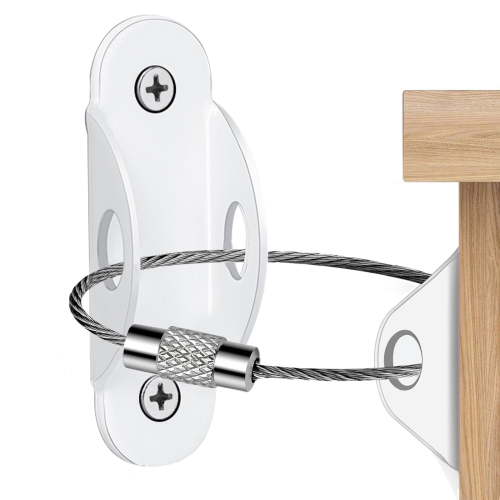 Tripumer 10-Pack Wall Straps for Furniture, White Anti-Tip Anchors, Stainless Steel, Seismic Safety