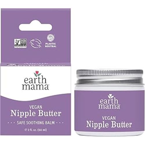 Earth Mama Vegan Nipple Butter | Cruelty-Free Breastfeeding Cream for Nursing Mamas | No Lanolin, 2-Ounce