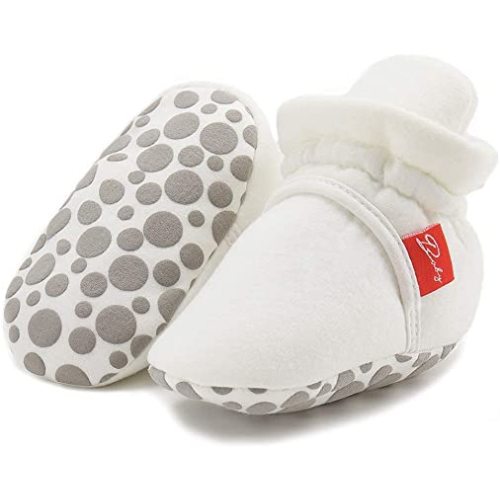 Sawimlgy Newborn Infant Baby Girl Boy Cotton Booties Stay On Sock Slippers Soft Bedroom Shoes Non-Skid Ankle Boots With Grippers Toddler Crib Warm Shoe First Walker Birthday Shower