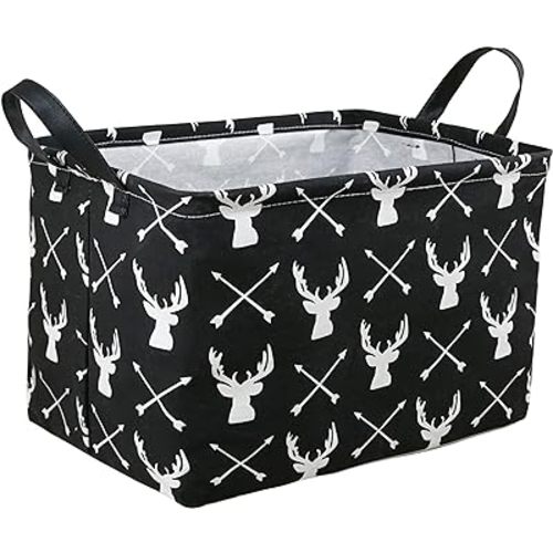 KUNRO Rectangle Toy Bin Waterproof storage organizer for Nursery Hamper Home decor Closet Kids Bedroom Laundry Baby Gift Shelf Baskets(Deer)
