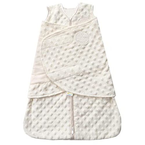 HALO Sleepsack Swaddle, 3-Way Adjustable Wearable Blanket, TOG 3.0, Velboa Plush Dots, Cream, Newborn, 0-3 Months - Cream Plushy Dot - Newborn (Pack of 1)