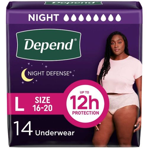 Depend Night Defense Adult Incontinence Underwear for Women - Overnight Absorbency - Blush