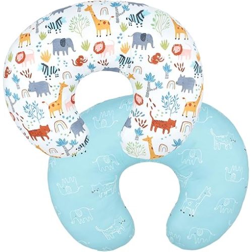 Winmany Baby Nursing Pillow Cover Infant Removable Breastfeeding Pillow Cover Cute Pattern Newborn Nursing Pillowcase Slipcovers Cushion Cover for Girls Boys 22.5 x 18 (Cute Animals)