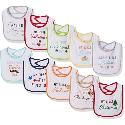 Hudson Baby Unisex Baby Cotton Terry Drooler Bibs With Fiber Filling