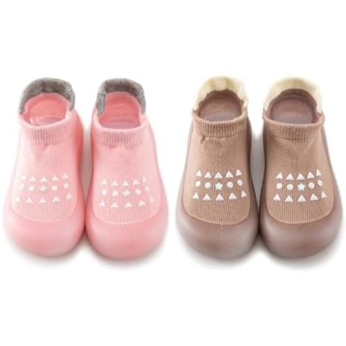 Baby Non Slip Socks Shoes Toddler Girls Boys First Walking Shoes Infant Indoor Floor Slipper Sneakers 2 Pairs