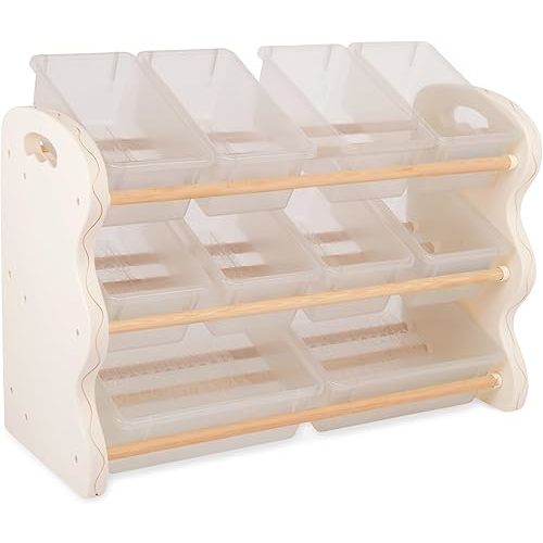 B. spaces – Toys Storage Organizer – 10 Stackable Toy Bins – Kids Room Storage Unit – Playroom Furniture – 3 Years + – Totes Tidy