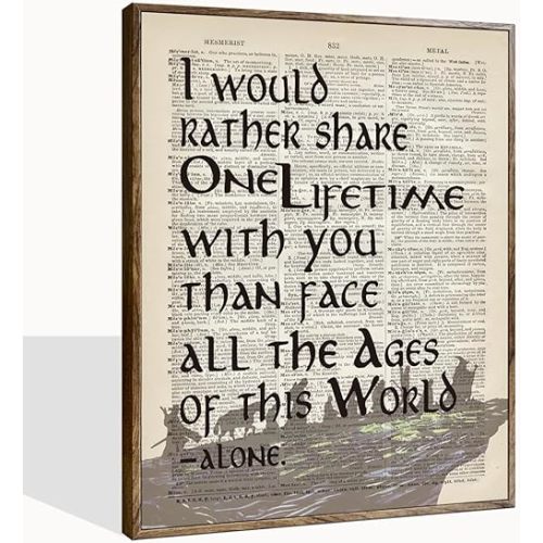 Lord of The Rings Gifts, Framed LOTR Poster, Lord of The Rings Decor, LOTR Canvas Wall Art Decor, Lord of the Rings Poster, I Would Rather Share One Lifetime - Arwen, Lord of The Rings Birthday Decorations12x15